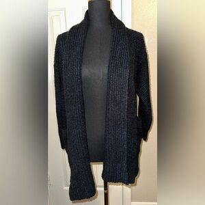 Pilcro Anthropologie Black Open Front Cardigan Women’s XS Cozy Knit Pockets